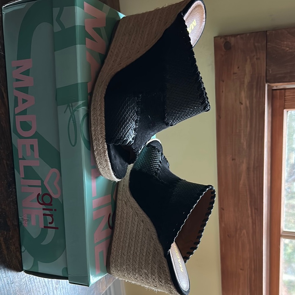 Madeline Black Wedge Shoes with Sleek Design